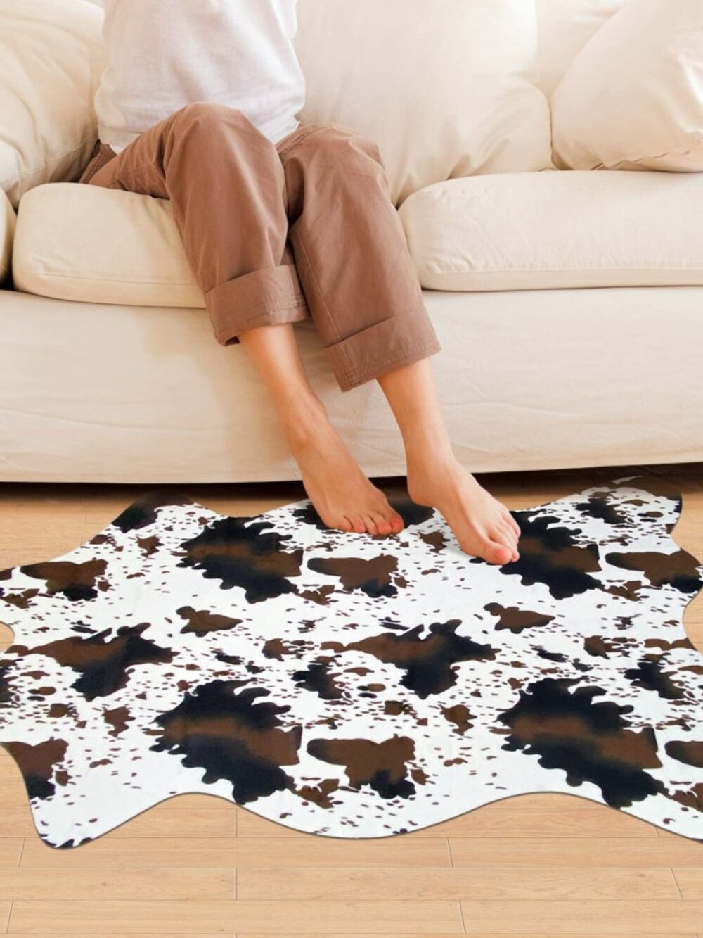 Cowhide Rug Cow Print Rug Carpet Faux Animal Print Mat 3.6′x2.46′